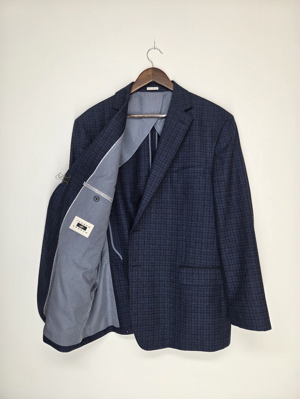 Joseph Abboud Heritage Navy Plaid Wool Sport Coat Mens 46R Lanificio di Pray